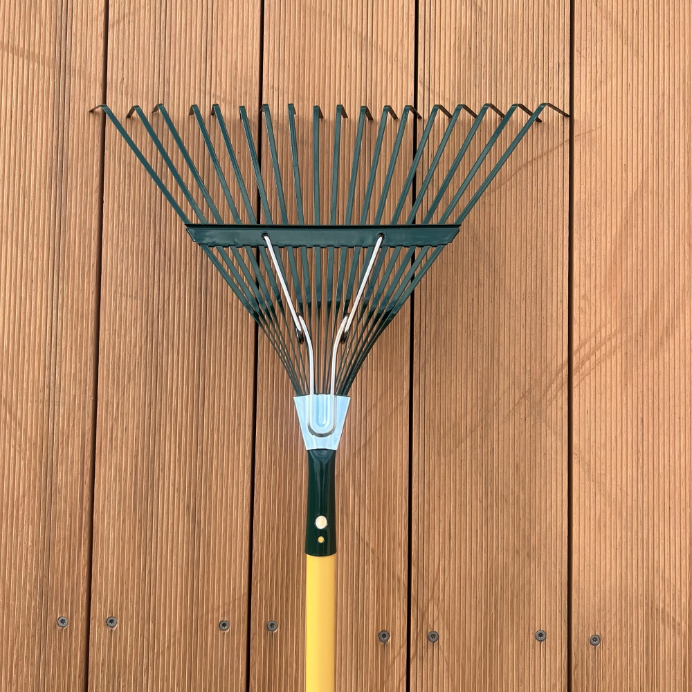 Garden Hand Rake 18 Steel Tines Durable Hardwood Replacement Handle for Leaf Rake Yard Clean-Up Secure Spring Steel Rake Tines