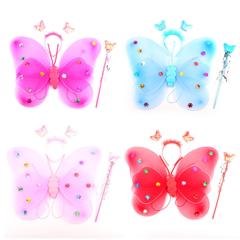 LED luminous double-deck butterfly wings  Butterfly Angel Wing Costume Set Stage Props luminous fairy wings