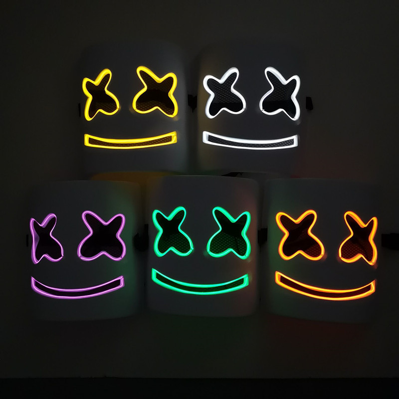 Hot Type Halloween Face Masks Cute Light Up Halloween Mask Marshmallow Festival Halloween Props Full Head Mask