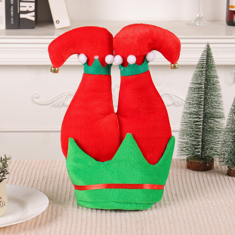 Wholesale Christmas Creative Elf Green Fur Hat Trouser Leg Party Decoration Hat Strange Christmas Hat