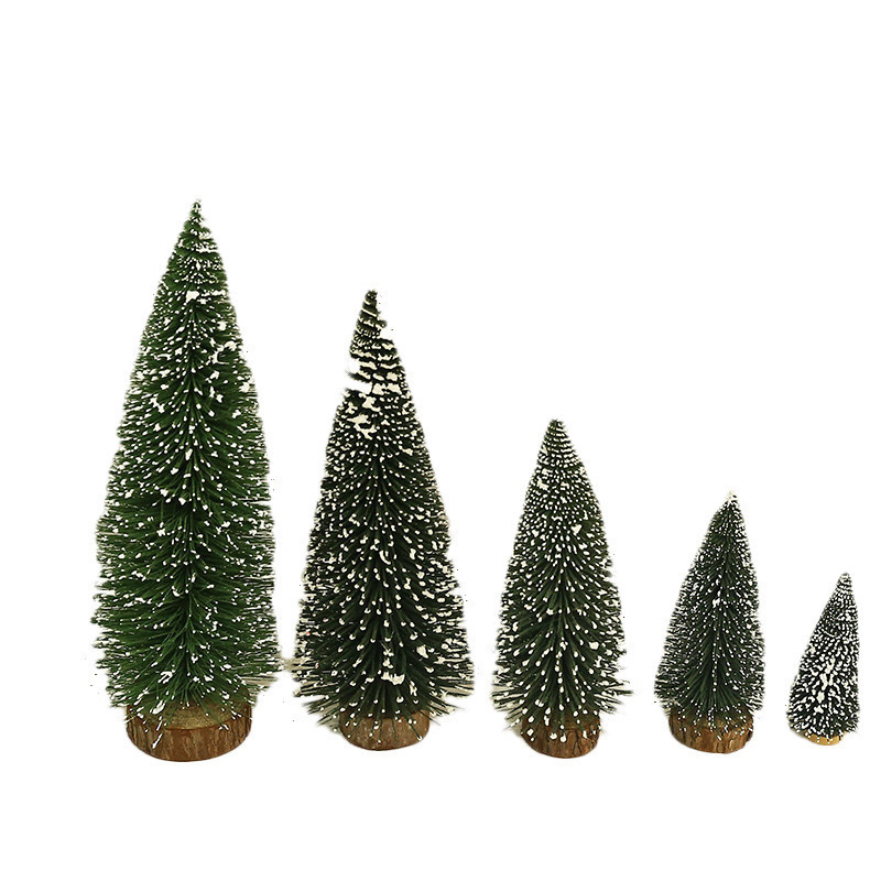 Mini Christmas Tree Ornaments White Cedar Stained Table Top Decorations Pine Needle Christmas Trees