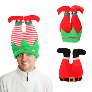 Wholesale Christmas Creative Elf Green Fur Hat Trouser Leg Party Decoration Hat Strange Christmas Hat