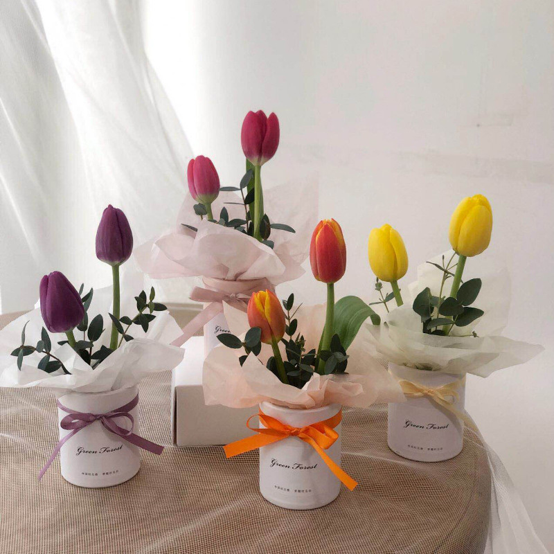 Small set Preserved Suede Rose Boxes Packaging Cardboard for flower Custom ECO Rigid Round Shape Mini Paper Flower Gift cylinder