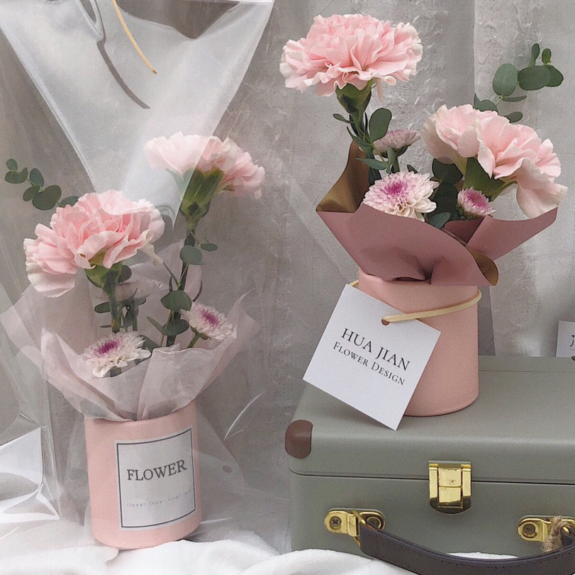 Small set Preserved Suede Rose Boxes Packaging Cardboard for flower Custom ECO Rigid Round Shape Mini Paper Flower Gift cylinder