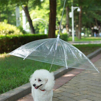 Outdoor Small Clear Transparent Snow Rainproof Pet Cat Dog Umbrella Summer Small Dog Puppy Umbrella Folding Dog Leash Umbrella