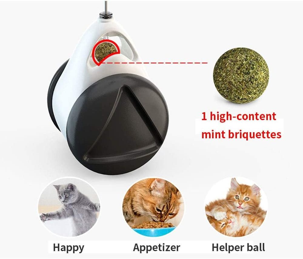 Interactive Cat Toy for Indoor Cats Kitten Chaser Toys with Catnip Ball Tumbler Balanced Wheel Toys Funny Cat Stick with Teasing