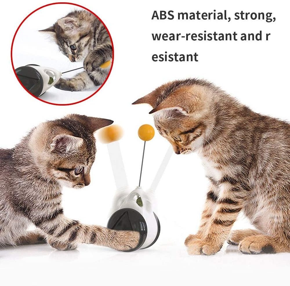 Interactive Cat Toy for Indoor Cats Kitten Chaser Toys with Catnip Ball Tumbler Balanced Wheel Toys Funny Cat Stick with Teasing