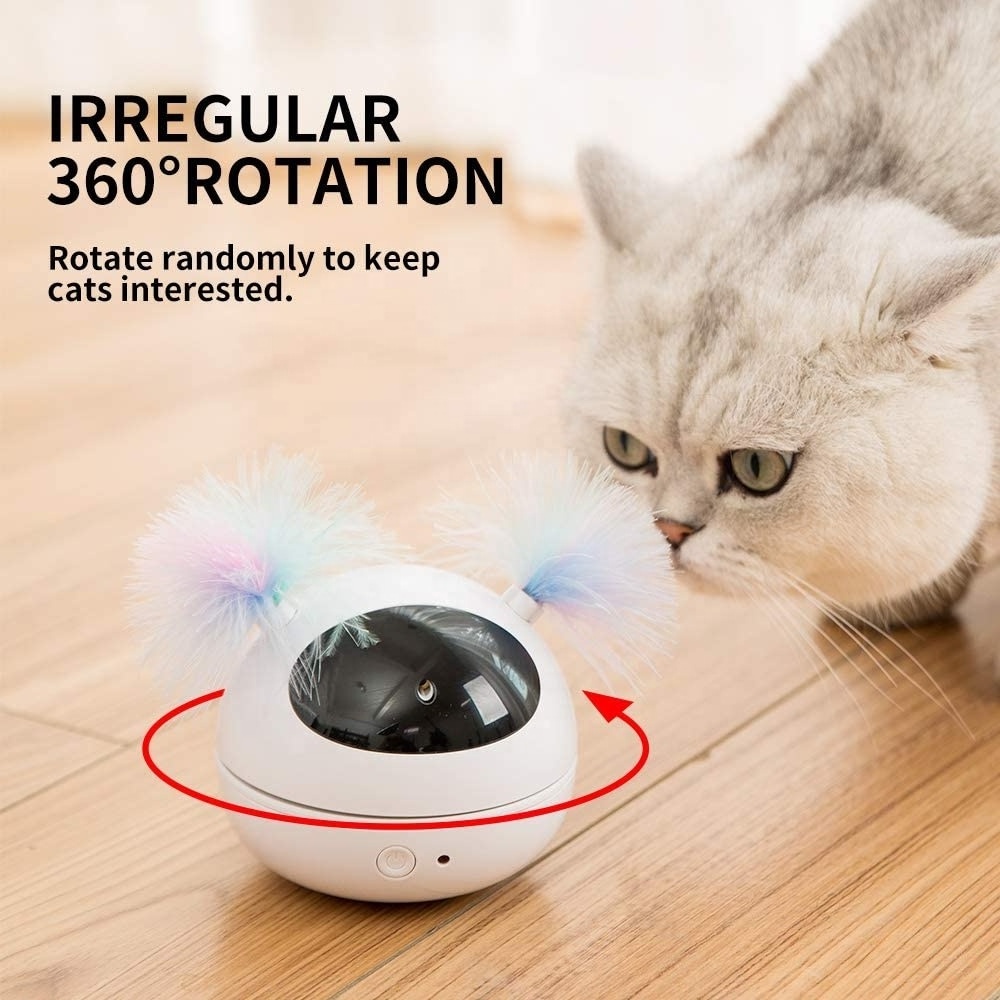 Automatic Cat Laser Toys Interactive Kitten Toy for Indoor Cats Random Rotating Smart On/Off Robotic Electronic Cat Feather Toy