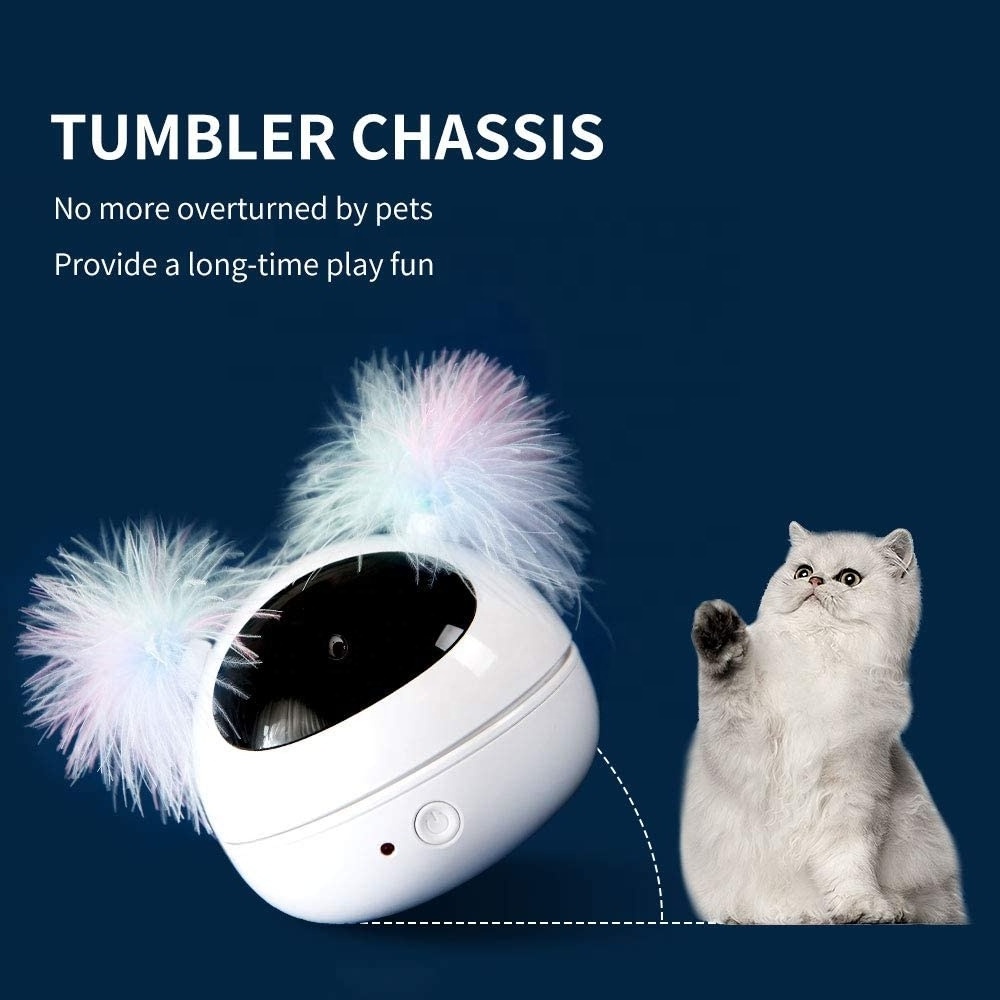 Automatic Cat Laser Toys Interactive Kitten Toy for Indoor Cats Random Rotating Smart On/Off Robotic Electronic Cat Feather Toy