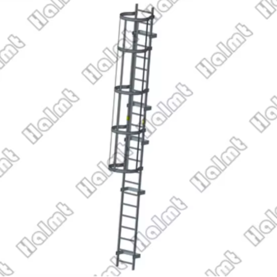 Vertical Ladders with Cage Climbing Side Wall Stair with Work Platform for Construction