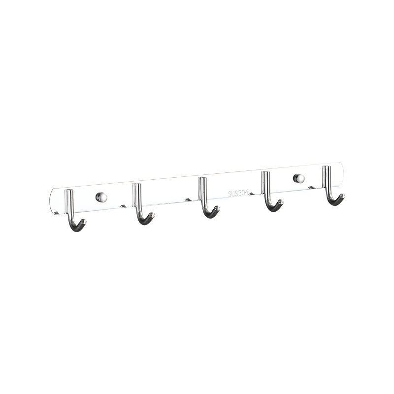 XX811 Silver Metal Multifunctional Bathroom Kitchen Heavy Duty Rack Wall Mounted Hat Towel Stainless Steel Row Coat Hanger Hook