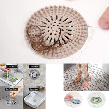 XZX759 Shower Drain Covers Hair Catcher Durable Silicone Hair Stopper