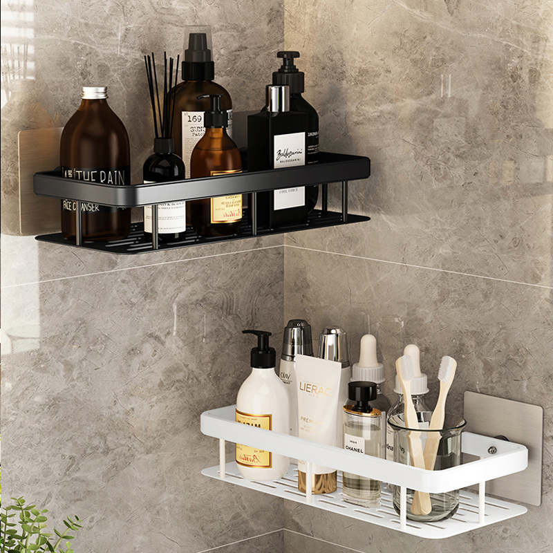 YV Bathroom Double Shelves Wall Mounted Self Adhesive Kitchen Corner Racks Shower Caddy Corner Storage Shelf