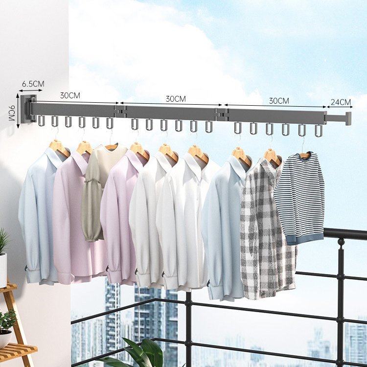 X2 Folding Clothes Hanger Wall Mount Retractable Cloth Drying Rack Space Saving Aluminum laundry drying rack wall mount