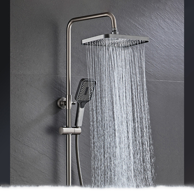 SY1W Top 5 Luxury Piano Keys Modern Bath Faucet Brass Best Sellers Bathroom Tap Sets Wall Matte Grey LED Thermostatic Shower Set