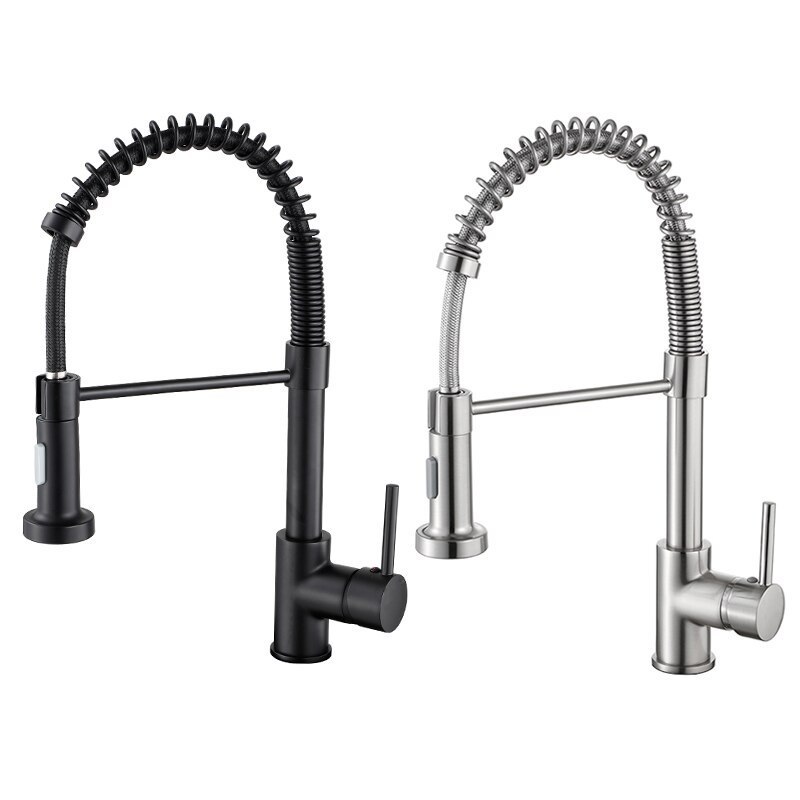 YYS459 Tengbo spring brass tuscany double-handle kitchen faucet with pull down sprayer kitchen sink faucet sprayer