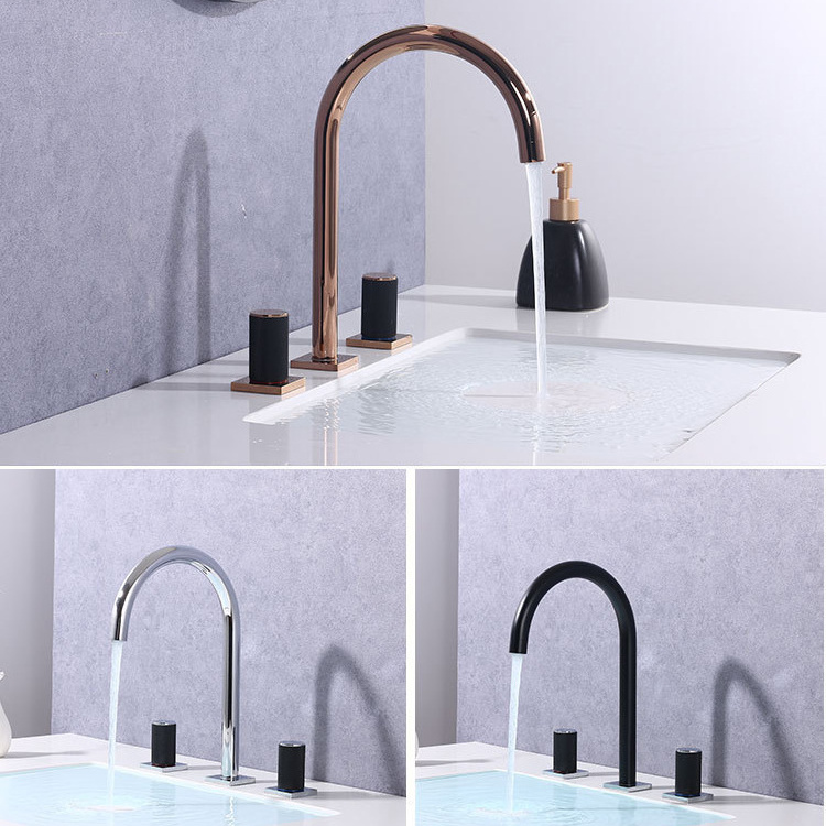 XW988 Contemporary Deck Mount Double Handle Swivel industrial faucet 3 Hole Bathroom basin faucet