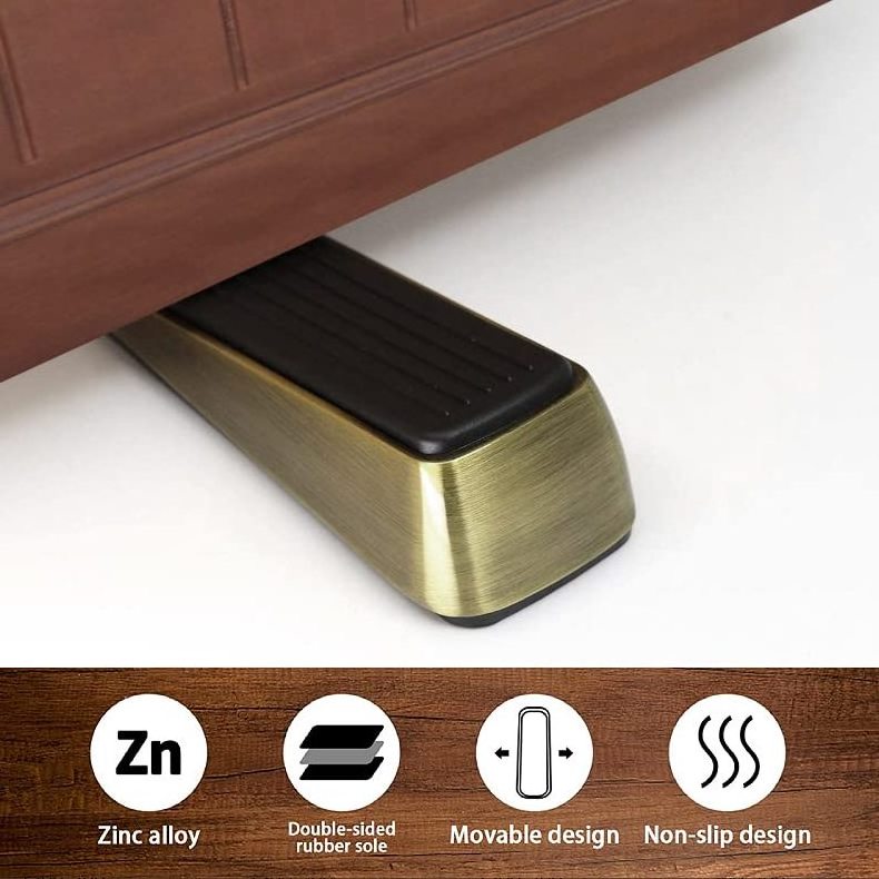 SYW Zinc Alloy Door Stop Wedge Free Punch Heavy Duty Door Bump Wall Protector Door Stopper