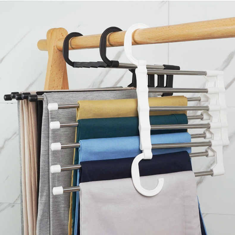 XZ Multi-Functional Magic Folding Pants Hangers Saving Space Non-Slip Clothes Organizer Layered Pants Rack for pant hangers