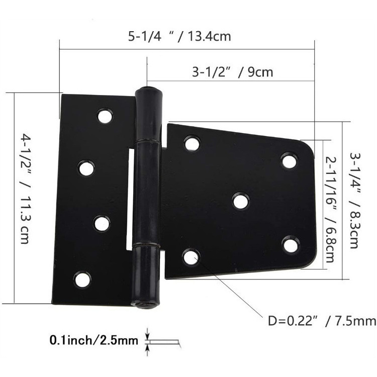 S3Y Wholesale 3.5 inch Black Door Hinges Square Barn Shed Hinges Heavy Duty Gate Hinges