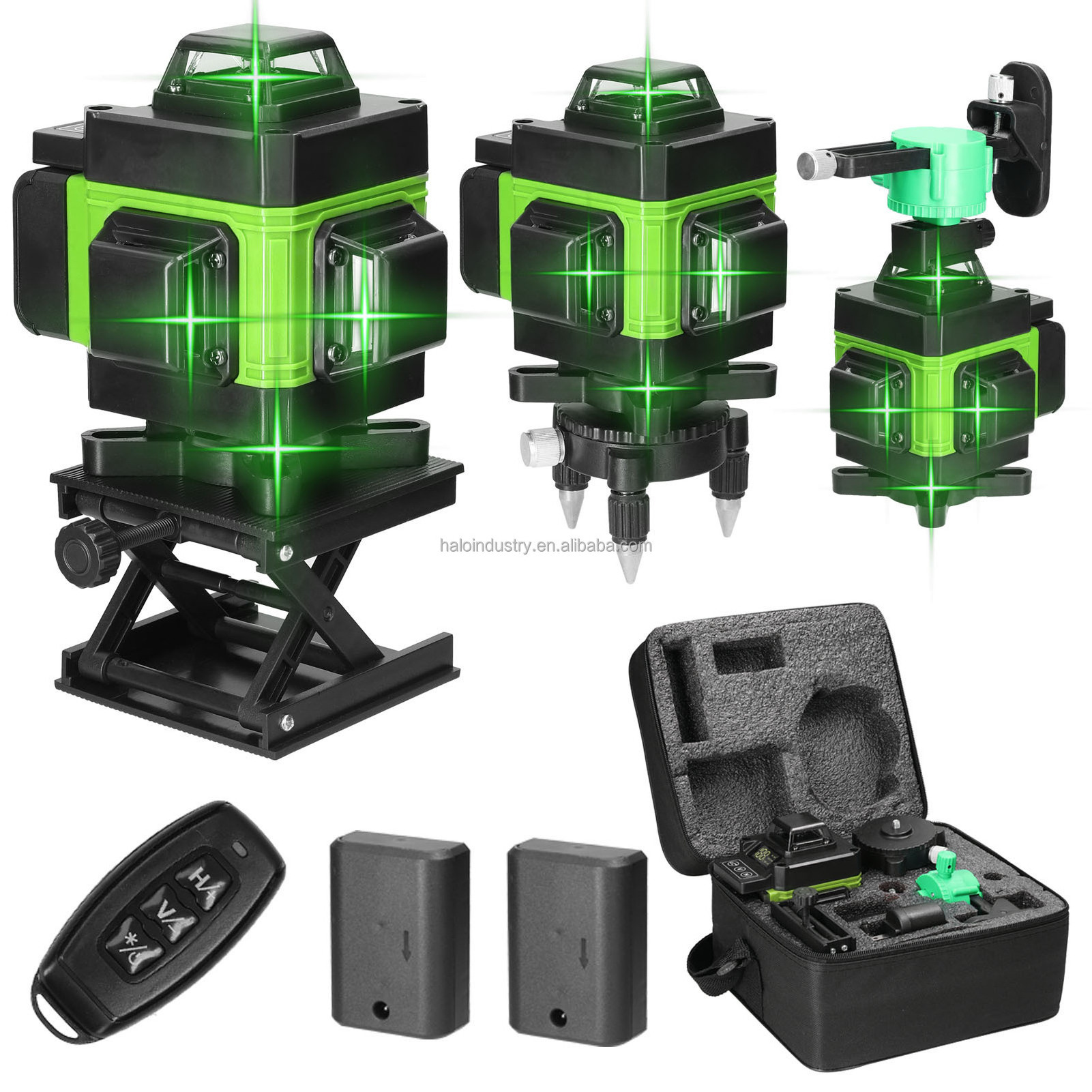 lazer level green beam laser cross 8/12/16 line self leveling laser level 4d household power set with intelligent remote control