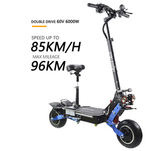 Halo Knight Blue Electric Scooter Heavy Duty 60V E-scooters 6000W Electric Scooter Frame With C-type Shock Absorption