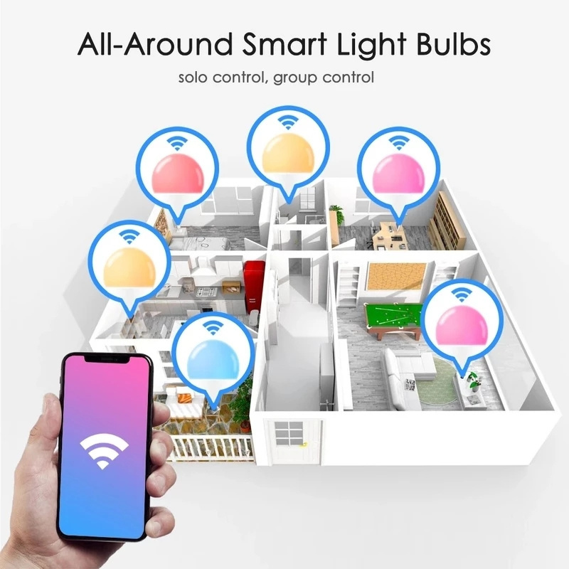 Magic Home WiFi 9W 10W Smart light bulb support Amazon Alexa and Google Home Voice controlled RGBCW Dimming E27 E26 Bulb