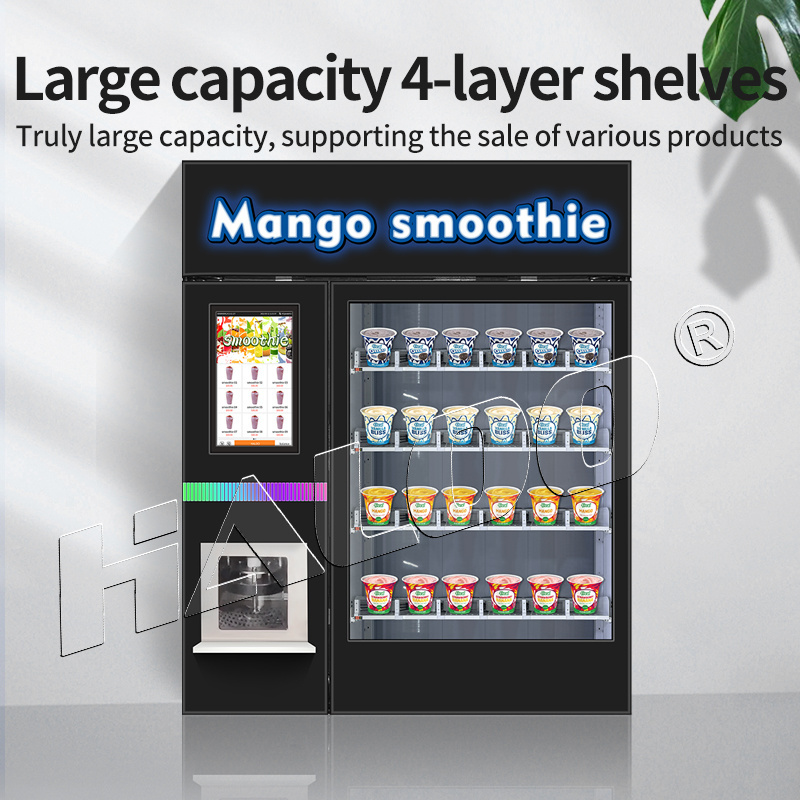 self service fruit smoothie blender machine and frozen milkshake vending machine