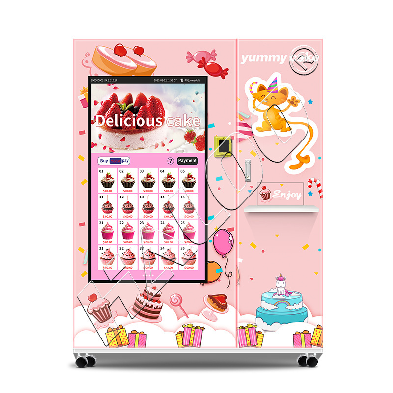 Cooling cake macaron vending machine touch screen customistic logo on the machine