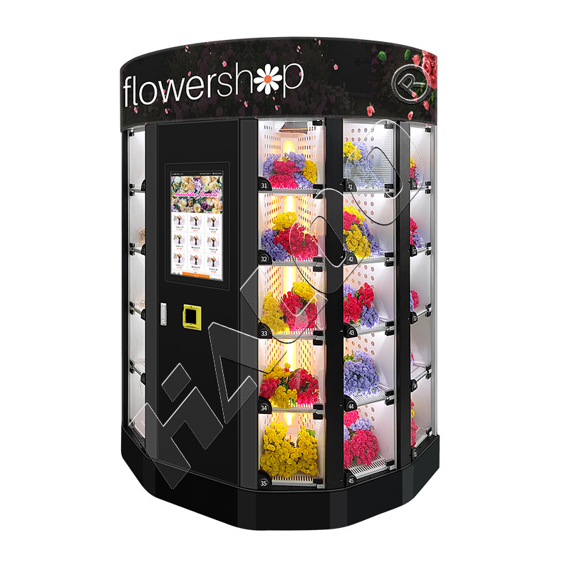 Rose Flower Vending Machine Automatic Rose Bouquet Smart Fridge Locker Vending Machine With 30 Windows