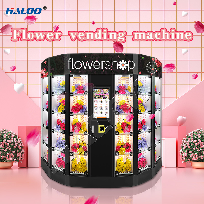 Rose Flower Vending Machine Automatic Rose Bouquet Smart Fridge Locker Vending Machine With 30 Windows