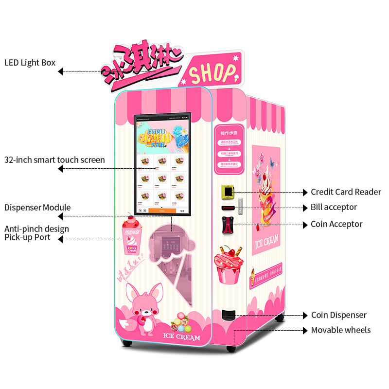 Coin Operated Auto Yogurt Frozen Yogurt Soft Ice Cream Vending Machine Ice Cream Making Machine