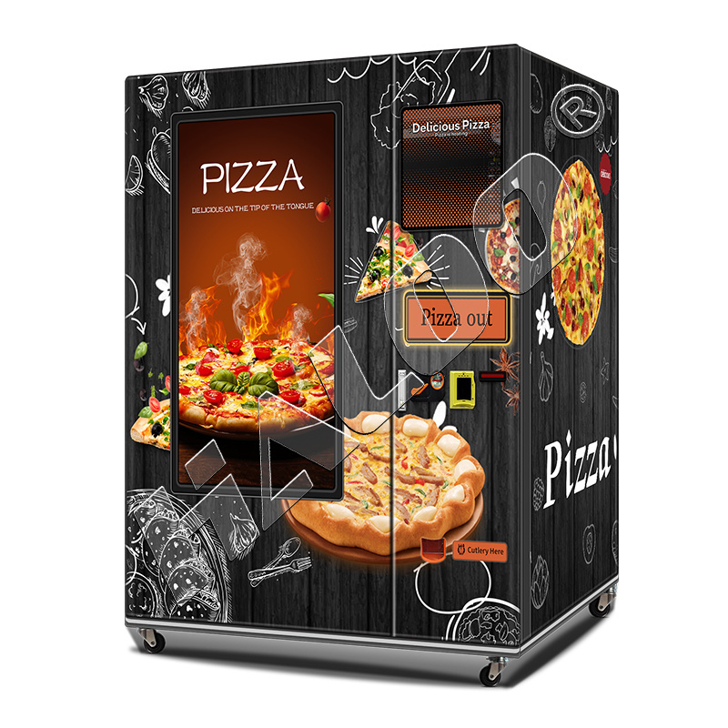 Pizza vending machine hot food vending machine with 55inch touch screen on the machine with coin cash and card reader for sale