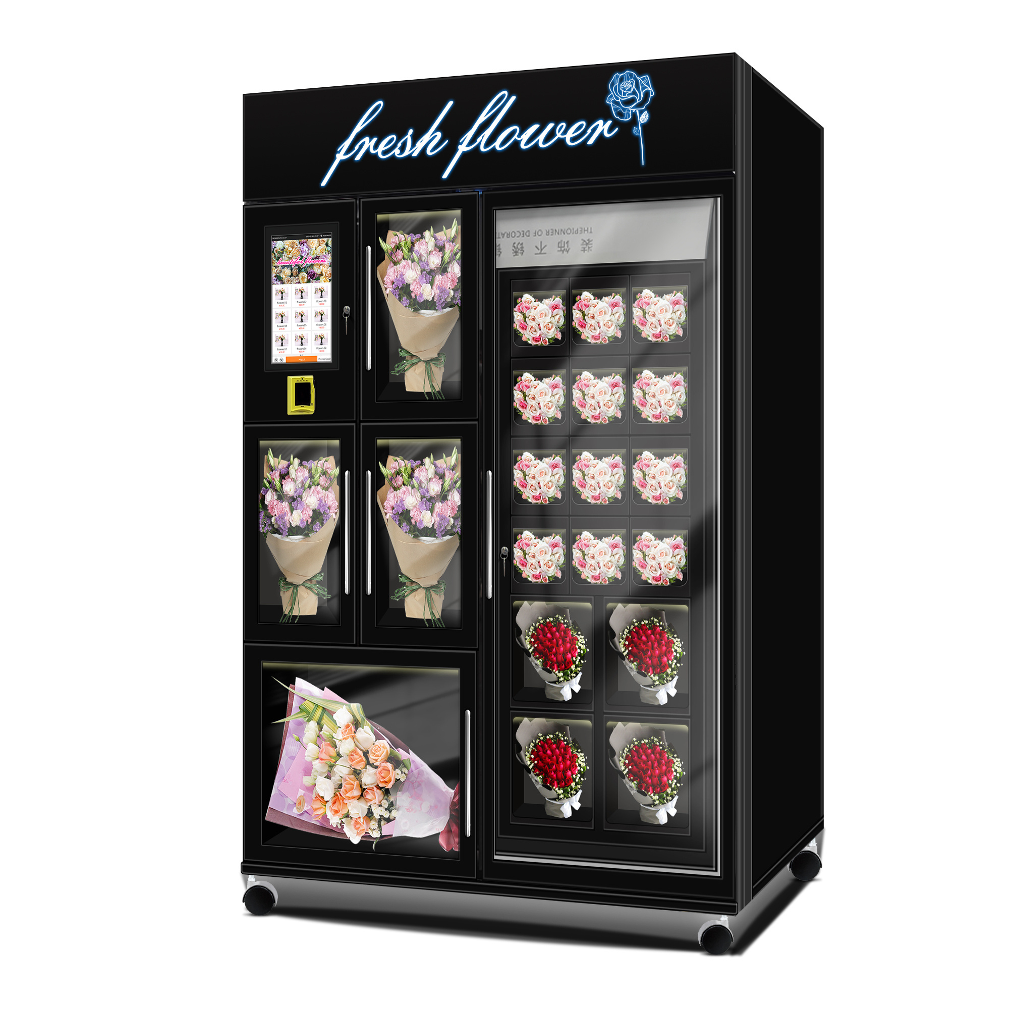 Smart Locker Vending Machine With 21.5 Inch Touch Screen Fresh Flower Vending Machine With Refrigeration and Humidification