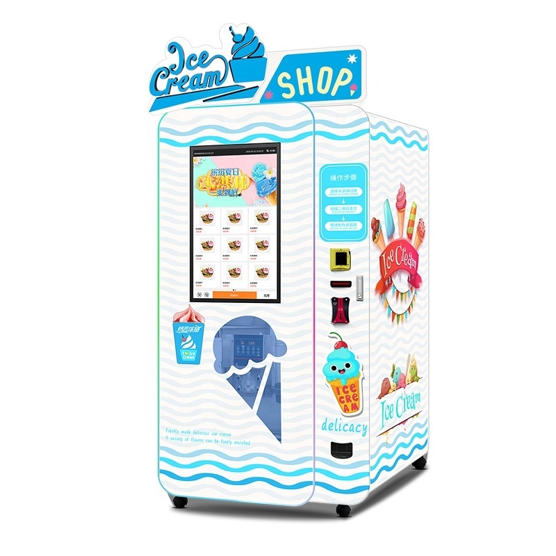 Haloo QR Code Coin Changer Vending Machine Frozen Food Ice Cream Vending Machine Smoothie Machine Manufacturer