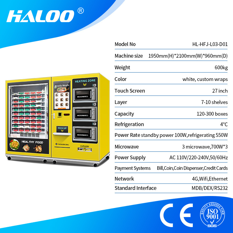 GYM Healthy Food Nutritious diet Vending Machine Semi-Automatic Customized Hot Food Vending Machine With 3 Microwave