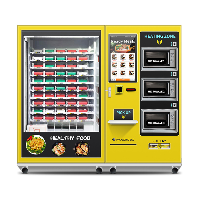 GYM Healthy Food Nutritious diet Vending Machine Semi-Automatic Customized Hot Food Vending Machine With 3 Microwave