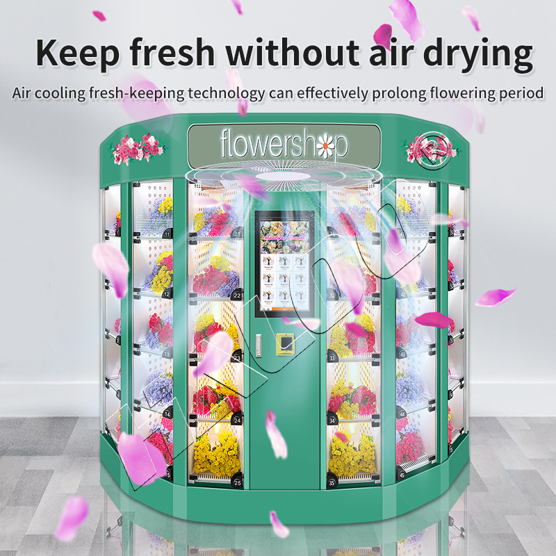 24 Hours Automatic Flower Shop Humidifier Keep Flower Fresh Vending Machine With Refrigeration Cooling System