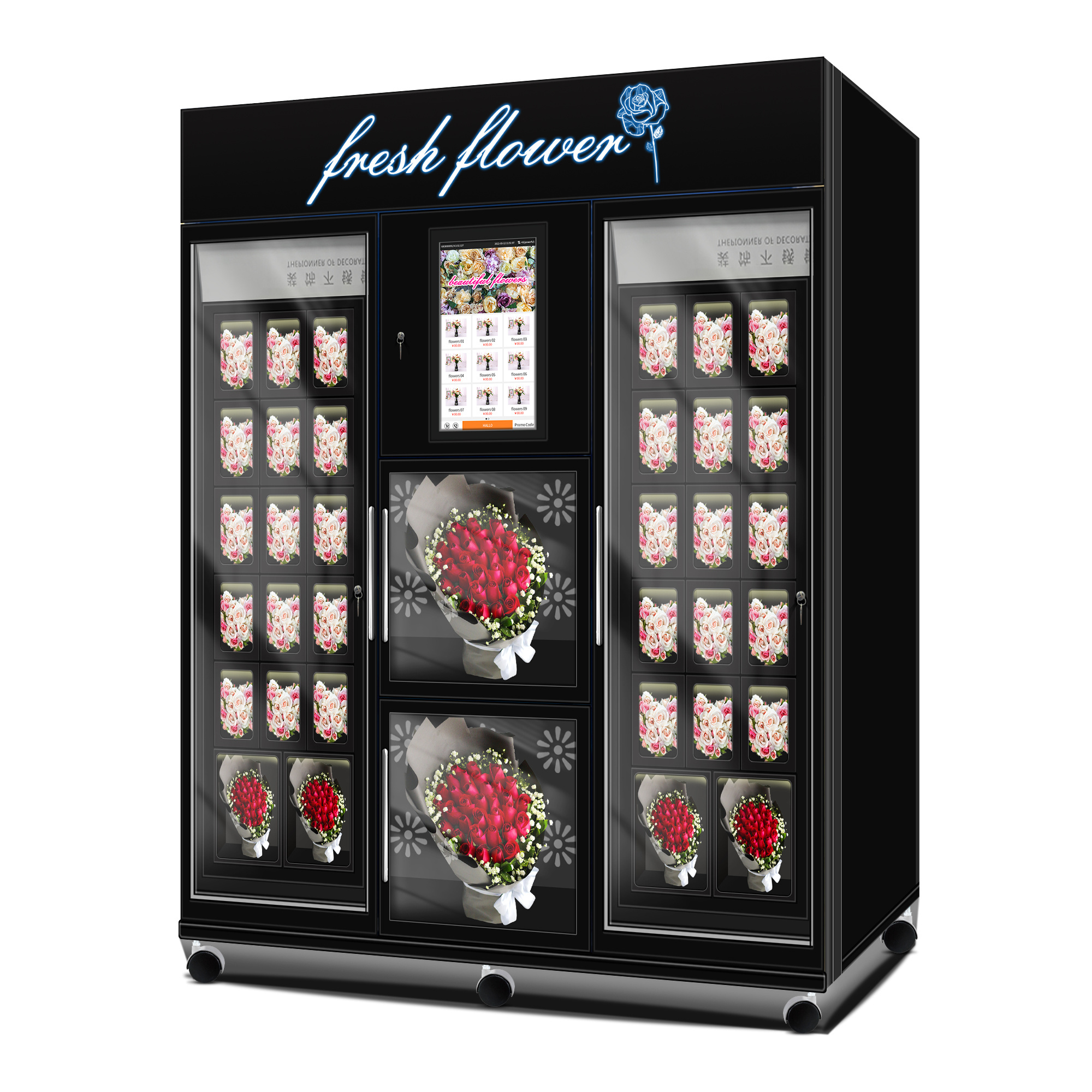 Smart Locker Vending Machine With 21.5 Inch Touch Screen Fresh Flower Vending Machine With Refrigeration and Humidification