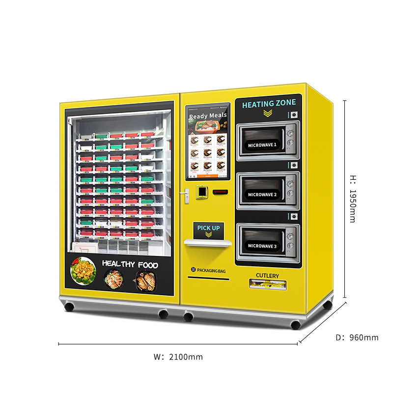 GYM Healthy Food Nutritious diet Vending Machine Semi-Automatic Customized Hot Food Vending Machine With 3 Microwave