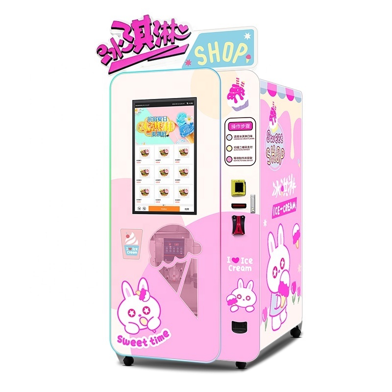 Haloo QR Code Coin Changer Vending Machine Frozen Food Ice Cream Vending Machine Smoothie Machine Manufacturer