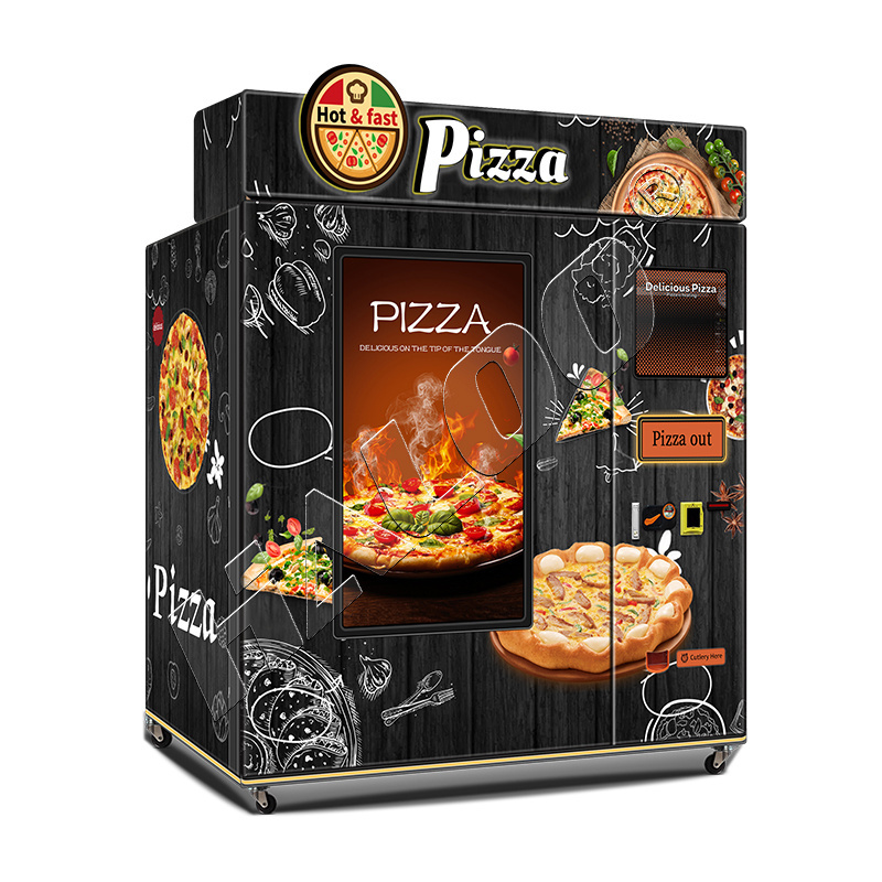 Pizza vending machine hot food vending machine with 55inch touch screen on the machine with coin cash and card reader for sale