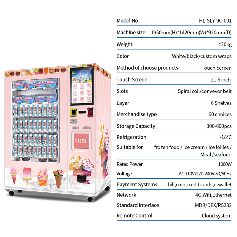 Automatic Ice Cream Vending Machine Snow Cone Vending Machine With Card Reader