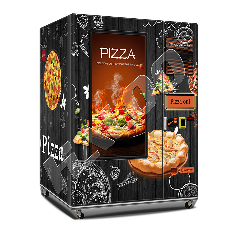 Pizza vending machine hot food vending machine with 55inch touch screen on the machine with coin cash and card reader for sale