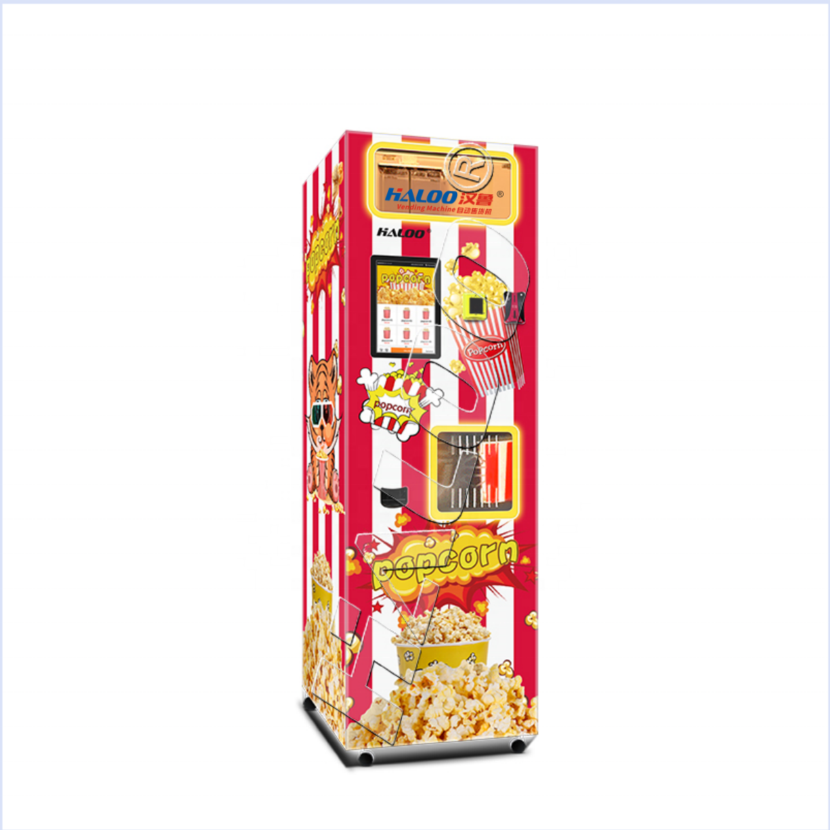 Haloo Fast Food Pop Corn Maker Automatic multi flavored Ball Shape Popcorn Vending Machine Snacks Machine