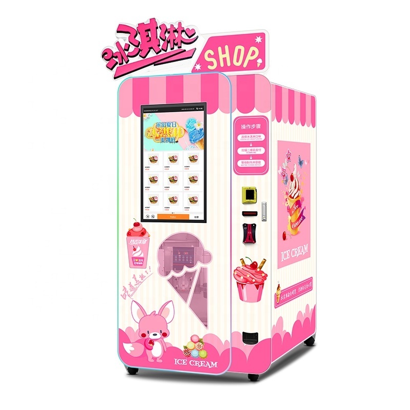 Haloo QR Code Coin Changer Vending Machine Frozen Food Ice Cream Vending Machine Smoothie Machine Manufacturer