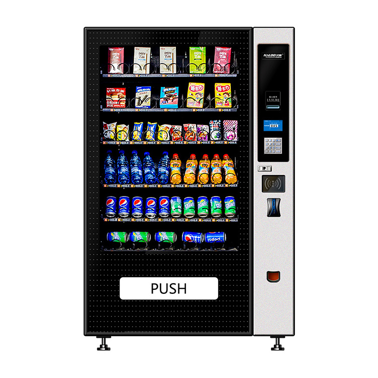 Hot Sale automat Refrigerated snacks glass bottle drinks vending machine with elevator