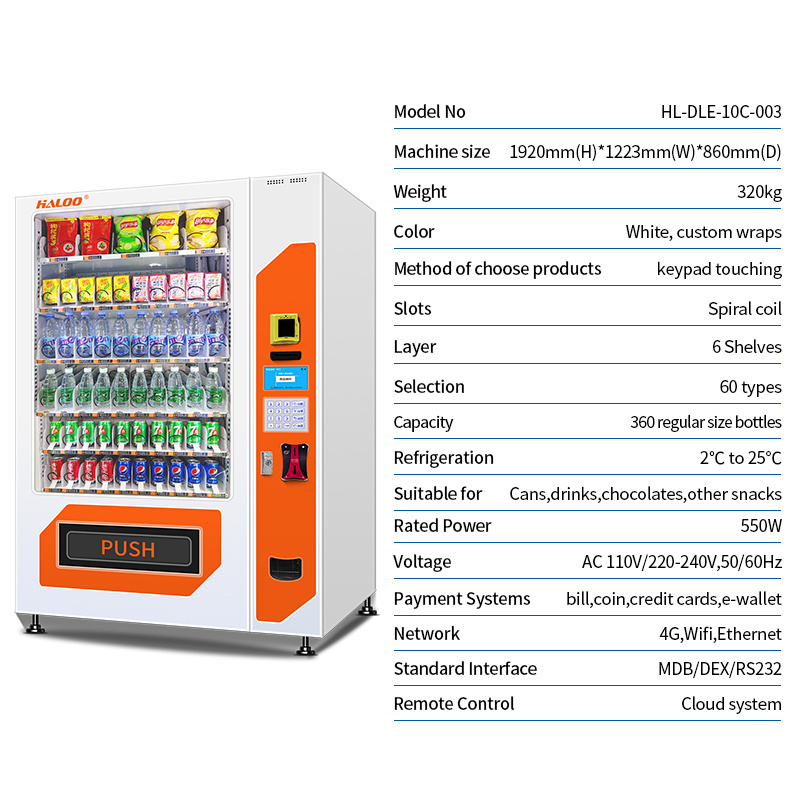 Combo Drinks And Snakes Vending Machine 24 Hours 21.5 Inch Touch Screen Beer Caco Vending Machine