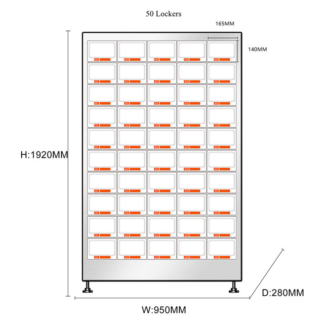 Standard Room Temperature 50 Lockers Vending Machine Sale Potting And Other Toys In the Machine