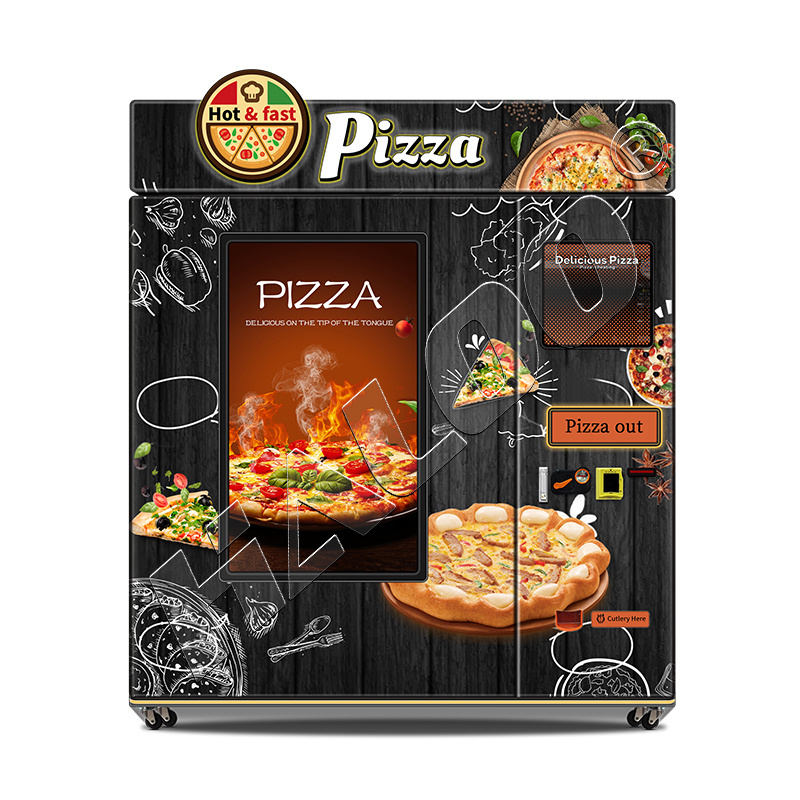 Pizza vending machine hot food vending machine with 55inch touch screen on the machine with coin cash and card reader for sale